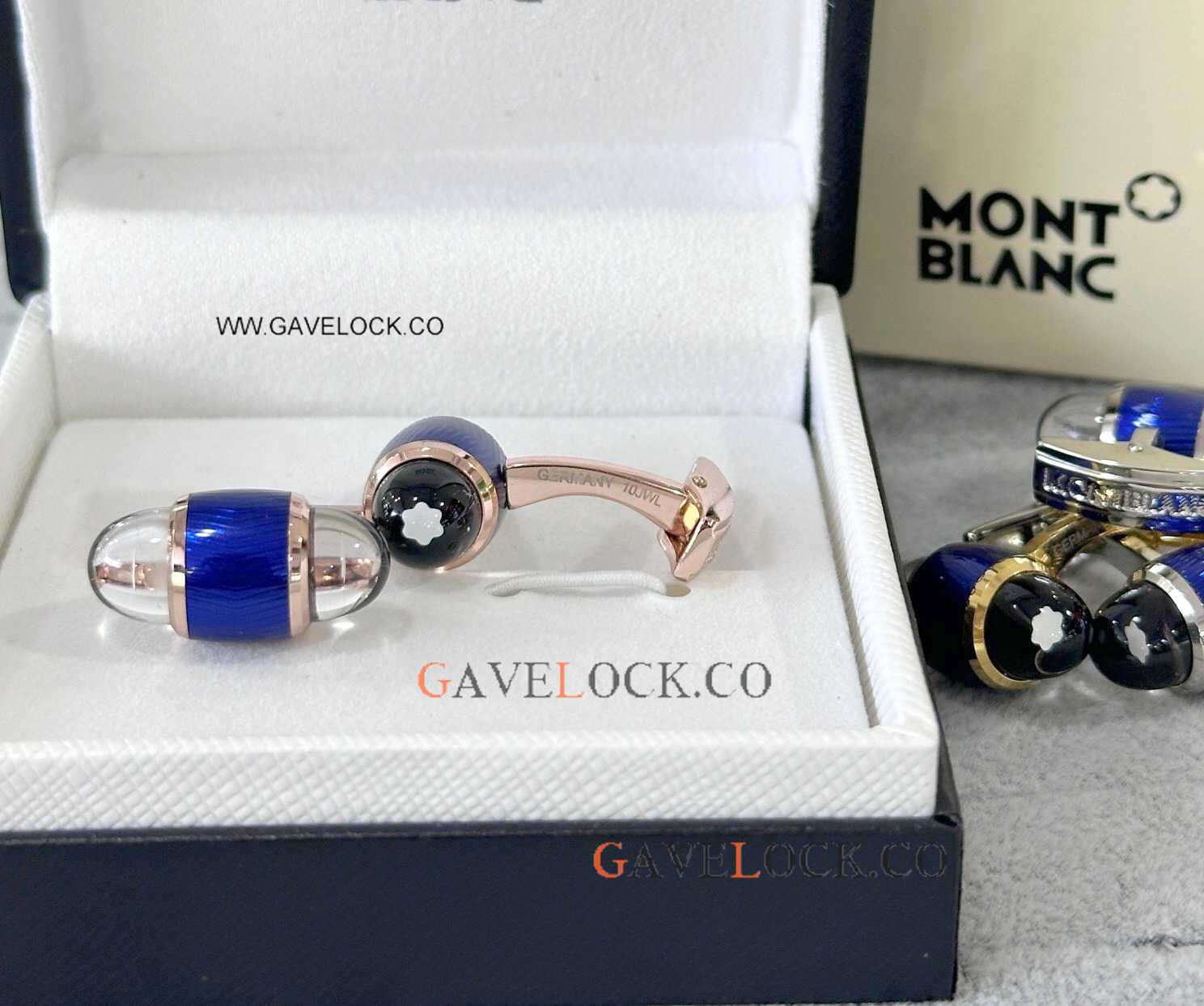 Copy Mont blanc Starwalker Floating Star Cufflink Blue-Rose Gold